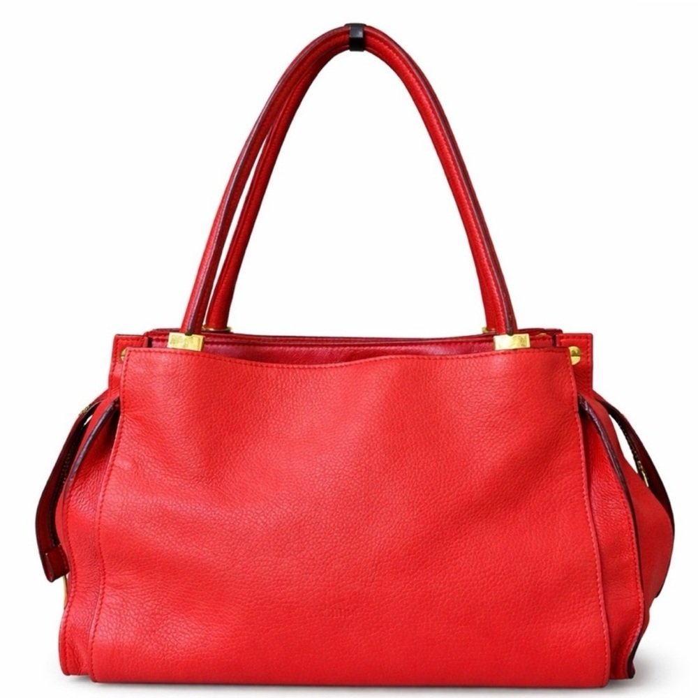 Chloe Dree Structured Red Leather Shoulder Bag for Women - Picture 3 of 7